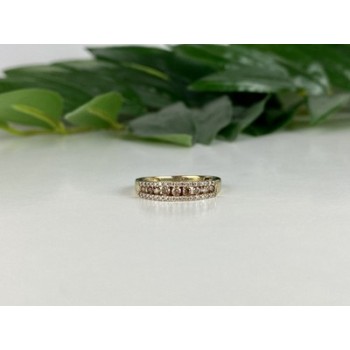 10K YELLOW GOLD WHITE SAPPHIRE & DIAMONDS RING SIZE 8