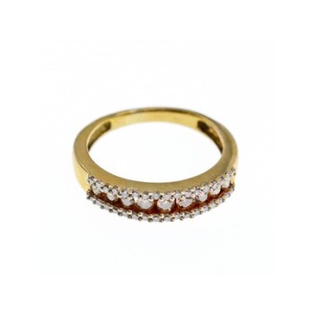 10K YELLOW GOLD WHITE SAPPHIRE & DIAMONDS RING SIZE 8