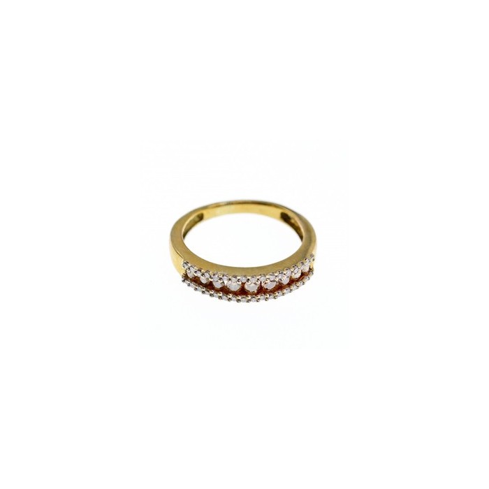 10K YELLOW GOLD WHITE SAPPHIRE & DIAMONDS RING SIZE 8