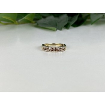 10K YELLOW GOLD WHITE SAPPHIRE & DIAMONDS RING SIZE 8