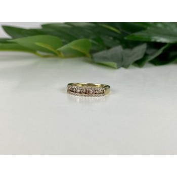 10K YELLOW GOLD WHITE SAPPHIRE & DIAMONDS RING SIZE 8