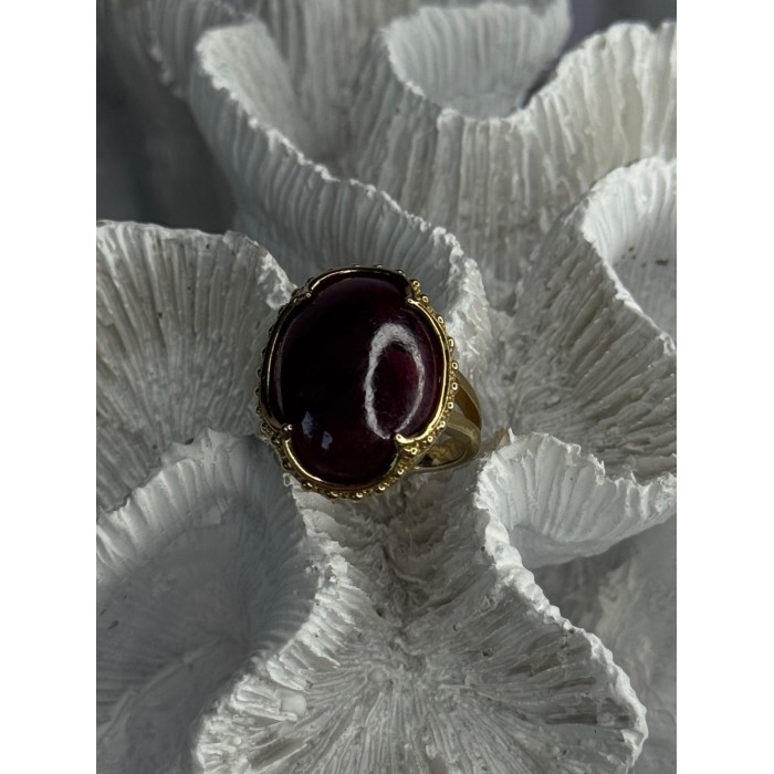 925 Sterling Silver Gold Plated Ruby Ring Size 7.5