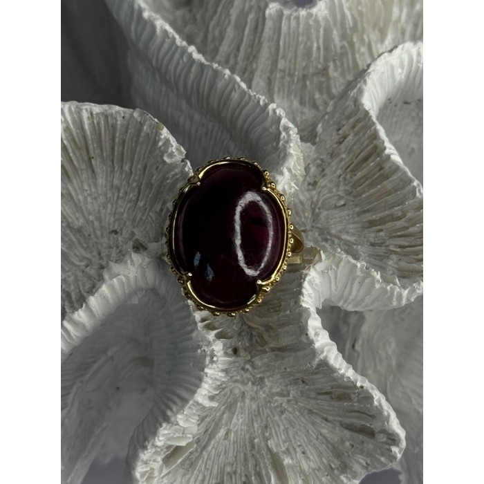 925 Sterling Silver Gold Plated Ruby Ring Size 7.5