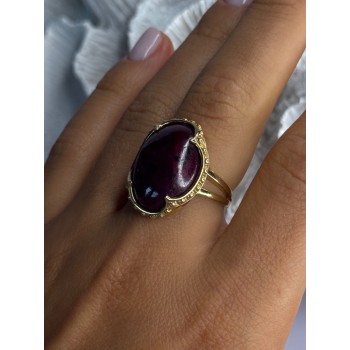 925 Sterling Silver Gold Plated Ruby Ring Size 7.5