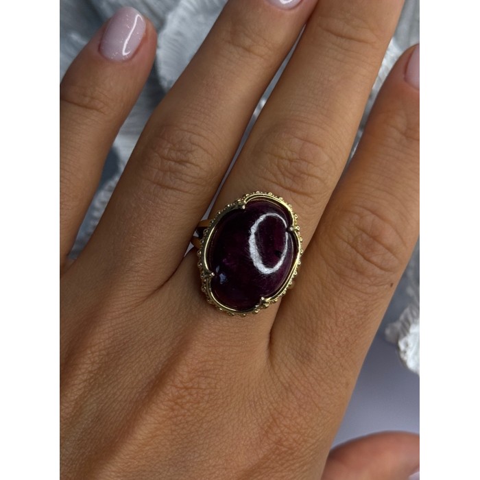 925 Sterling Silver Gold Plated Ruby Ring Size 7.5