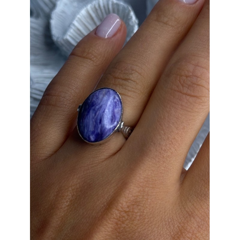 Vintage 925 Sterling Silver Charoite Ring Size 6