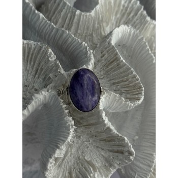 Vintage 925 Sterling Silver Charoite Ring Size 6