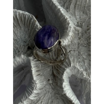 Vintage 925 Sterling Silver Charoite Ring Size 6