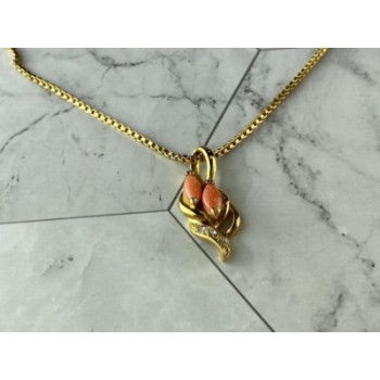 Chain With Pendant In Gilding Coral & CZ