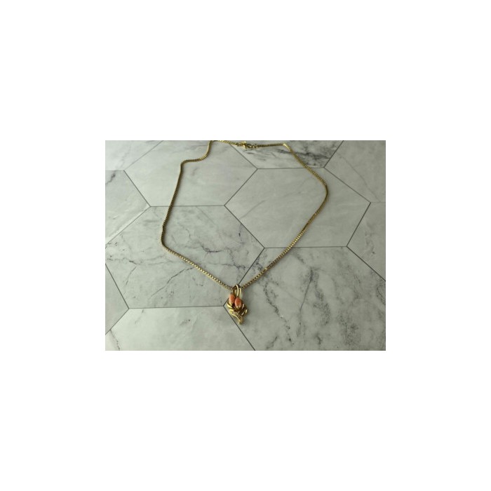 Chain With Pendant In Gilding Coral & CZ