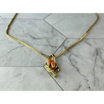 Chain With Pendant In Gilding Coral & CZ