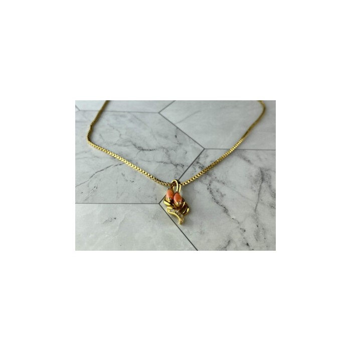 Chain With Pendant In Gilding Coral & CZ
