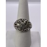 925 Sterling Silver Porous Flower Design Ring Size 8