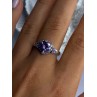 925 Sterling Silver Amethyst & Diamond Heart Ring Size 8.5