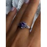 925 Sterling Silver Amethyst & Diamond Heart Ring Size 8.5