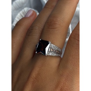 925 Sterling Silver Smoky Quartz CZ Ring Size 7.5