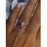 925 Sterling Silver Pink Star Sapphire Heart Ring Size 6
