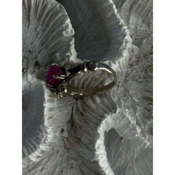 925 Sterling Silver Pink Star Sapphire Heart Ring Size 6