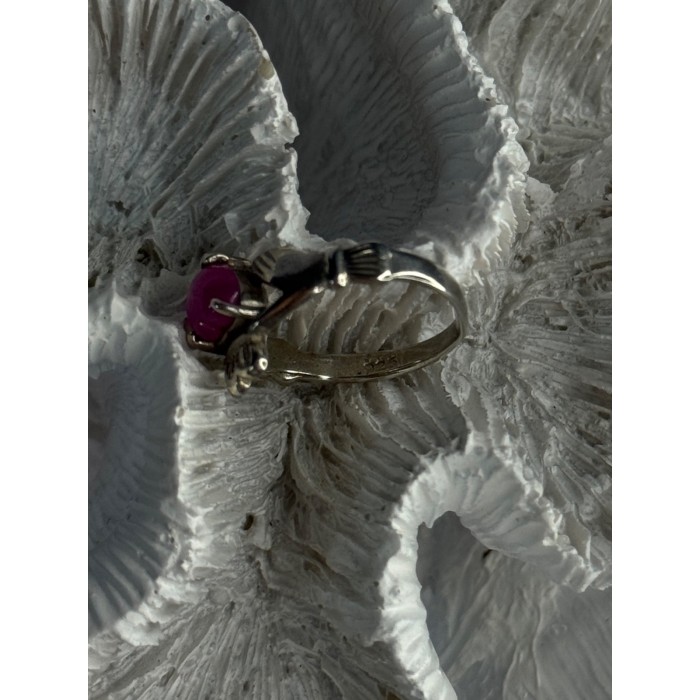 925 Sterling Silver Pink Star Sapphire Heart Ring Size 6