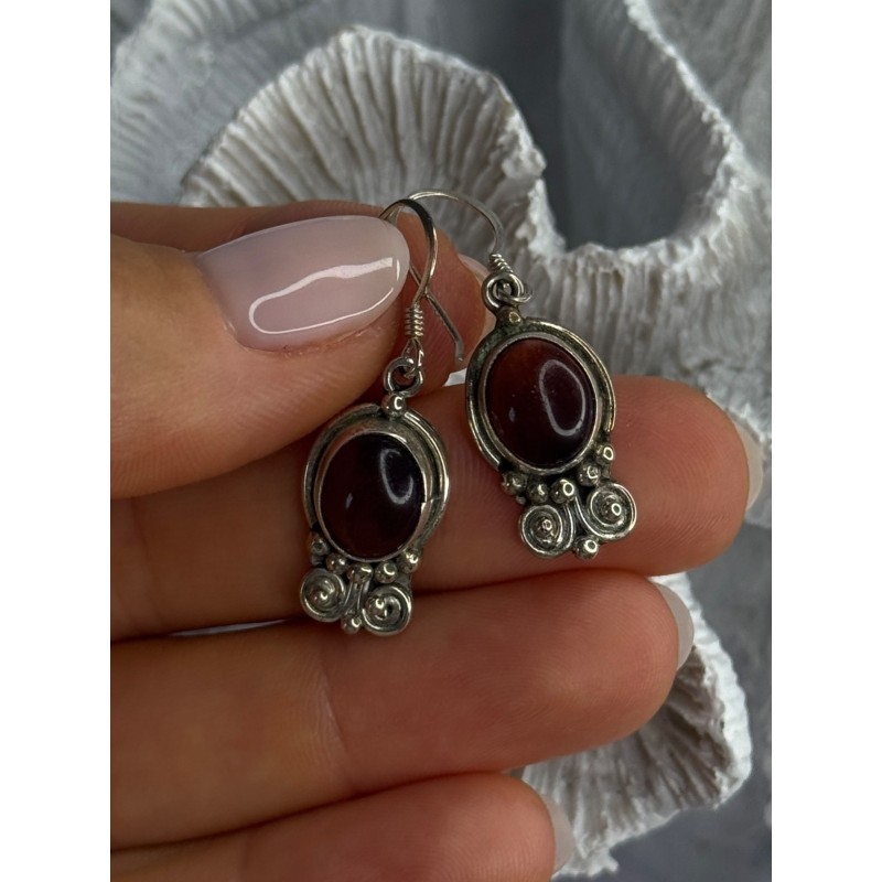 Vintage 925 Sterling Silver Tigers Eye Earrings Length 1.30 Inch