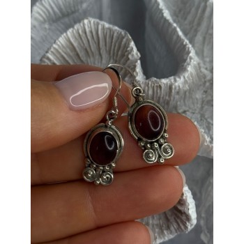 Vintage 925 Sterling Silver Tigers Eye Earrings Length 1.30 Inch