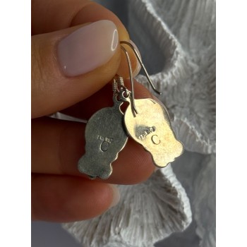 Vintage 925 Sterling Silver Tigers Eye Earrings Length 1.30 Inch