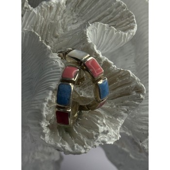 925 Sterling Silver Multi Color Gemstones Earrings Length 0.80 Inch