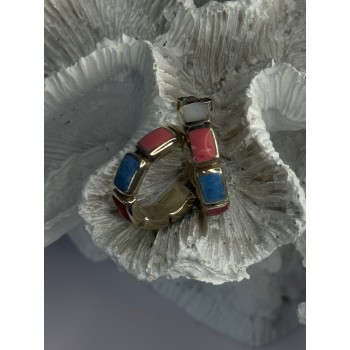 925 Sterling Silver Multi Color Gemstones Earrings Length 0.80 Inch