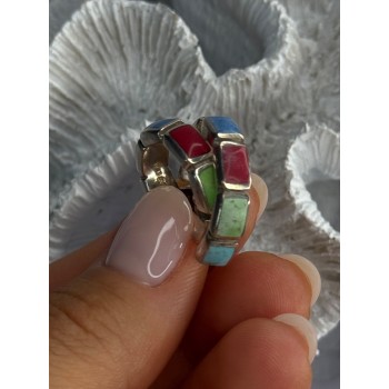 925 Sterling Silver Multi Color Gemstones Earrings Length 0.80 Inch