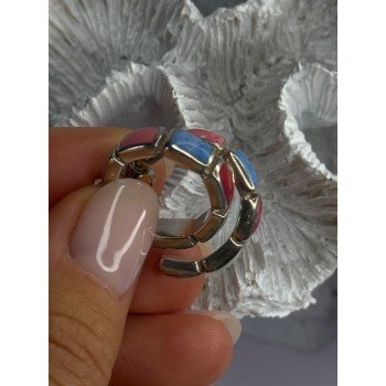 925 Sterling Silver Multi Color Gemstones Earrings Length 0.80 Inch