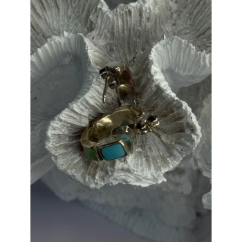 925 Sterling Silver Multi Color Gemstones Earrings Length 0.80 Inch