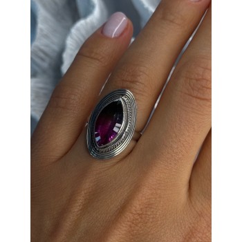 925 Sterling Silver Watermelon Tourmaline Ring Size 7