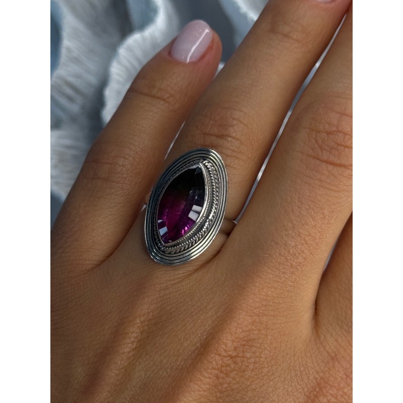 925 Sterling Silver Watermelon Tourmaline Ring Size 7
