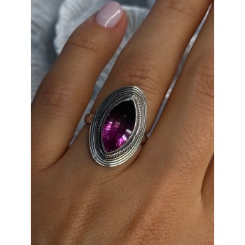 925 Sterling Silver Watermelon Tourmaline Ring Size 7