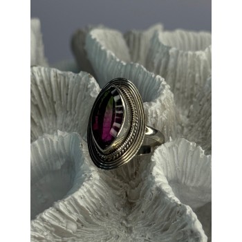 925 Sterling Silver Watermelon Tourmaline Ring Size 7