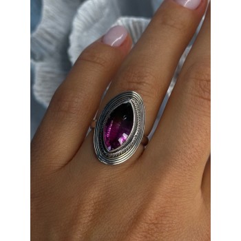 925 Sterling Silver Watermelon Tourmaline Ring Size 7