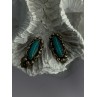 Vintage 925 Sterling Silver Turquoise Clip-On Earrings Length 0.60 Inch