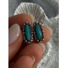 Vintage 925 Sterling Silver Turquoise Clip-On Earrings Length 0.60 Inch