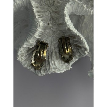 Vintage 925 Sterling Silver Turquoise Clip-On Earrings Length 0.60 Inch