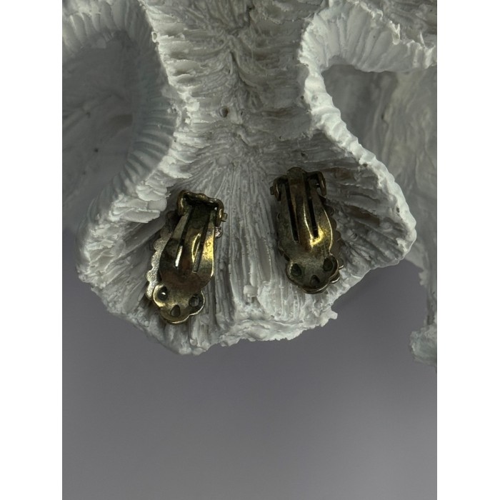 Vintage 925 Sterling Silver Turquoise Clip-On Earrings Length 0.60 Inch