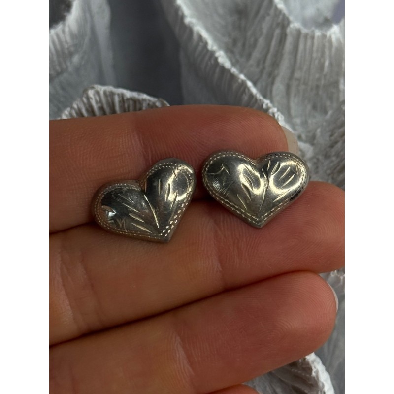 925 Sterling Silver Heart Earrings Length 0.50 Inch