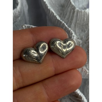 925 Sterling Silver Heart Earrings Length 0.50 Inch