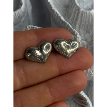 925 Sterling Silver Heart Earrings Length 0.50 Inch