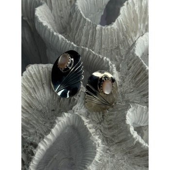 Vintage 925 Sterling Silver Pink Abalone Earrings Length 0.80 Inch