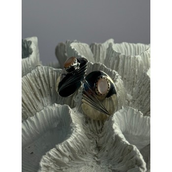 Vintage 925 Sterling Silver Pink Abalone Earrings Length 0.80 Inch