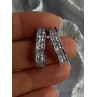925 Sterling Silver Earrings Shiny CZ Length 0.90 Inch