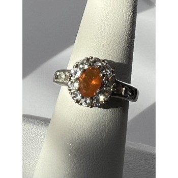 925 Sterling Silver Citrine, Goshenite Ring Size 6.5