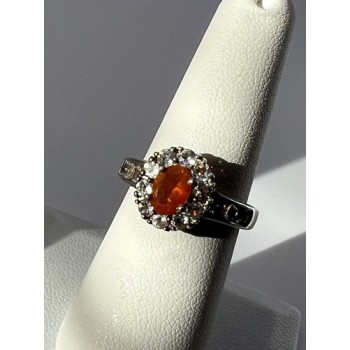 925 Sterling Silver Citrine, Goshenite Ring Size 6.5