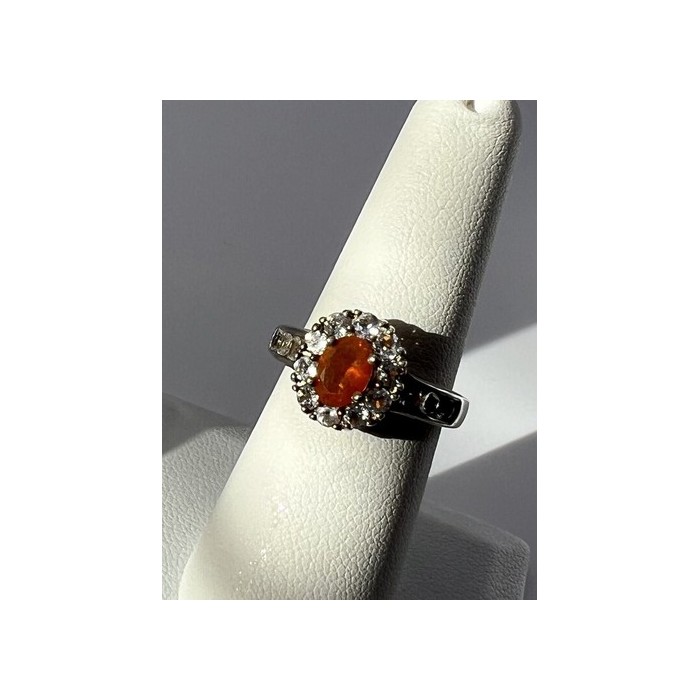 925 Sterling Silver Citrine, Goshenite Ring Size 6.5