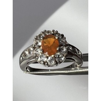 925 Sterling Silver Citrine, Goshenite Ring Size 6.5